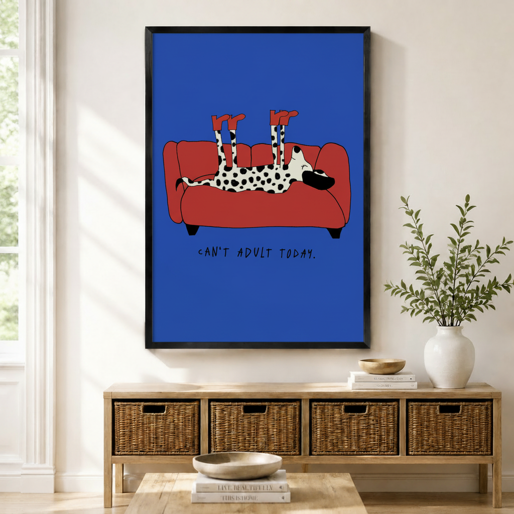 趣味・スポーツ・実用 ART PLASTIC: DESIGNED FOR LIVING Can't Adult Today Dalmatian Canvas Wall Art | Funny Dog Print