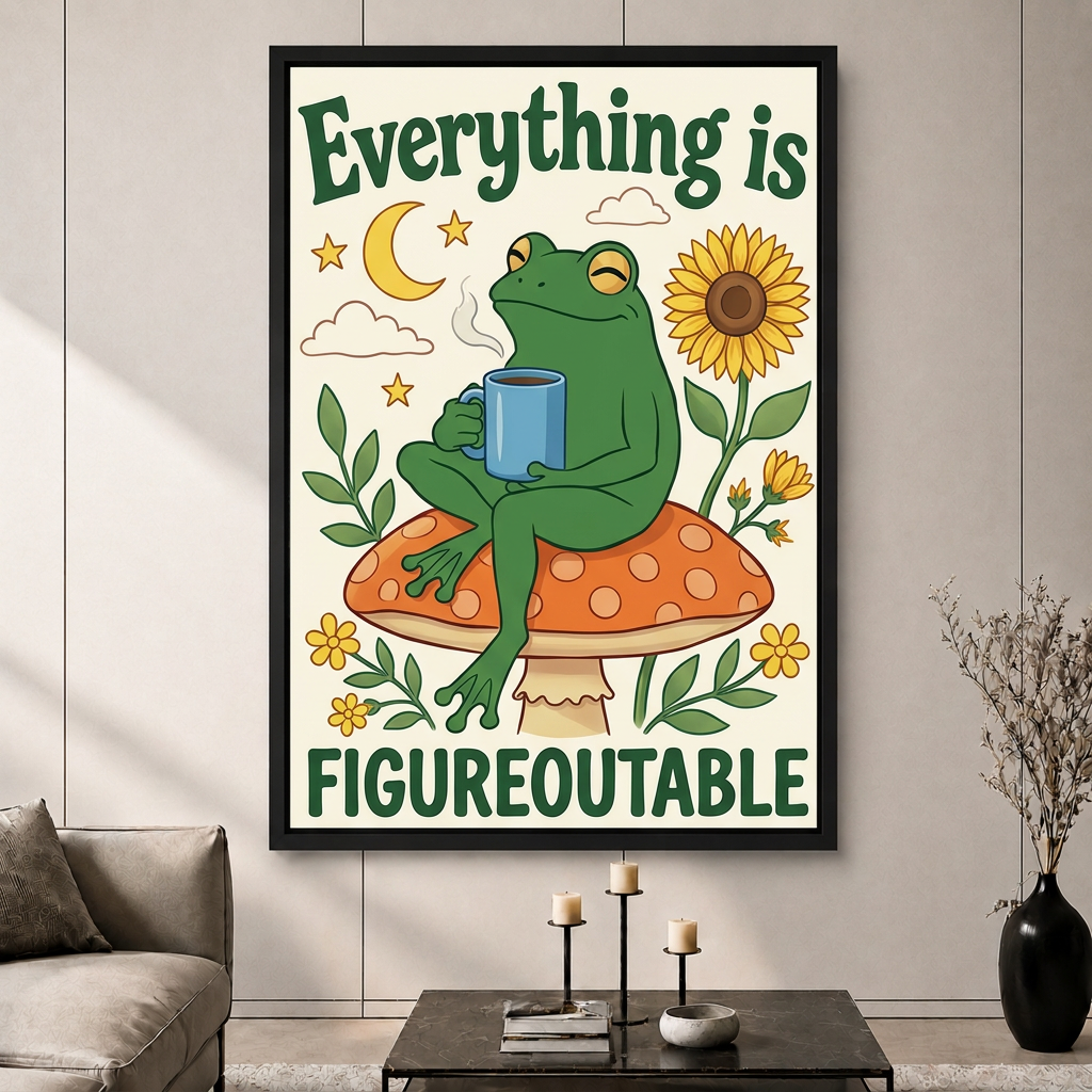 Figureoutable Frog Cottagecore Motivational Canvas Art