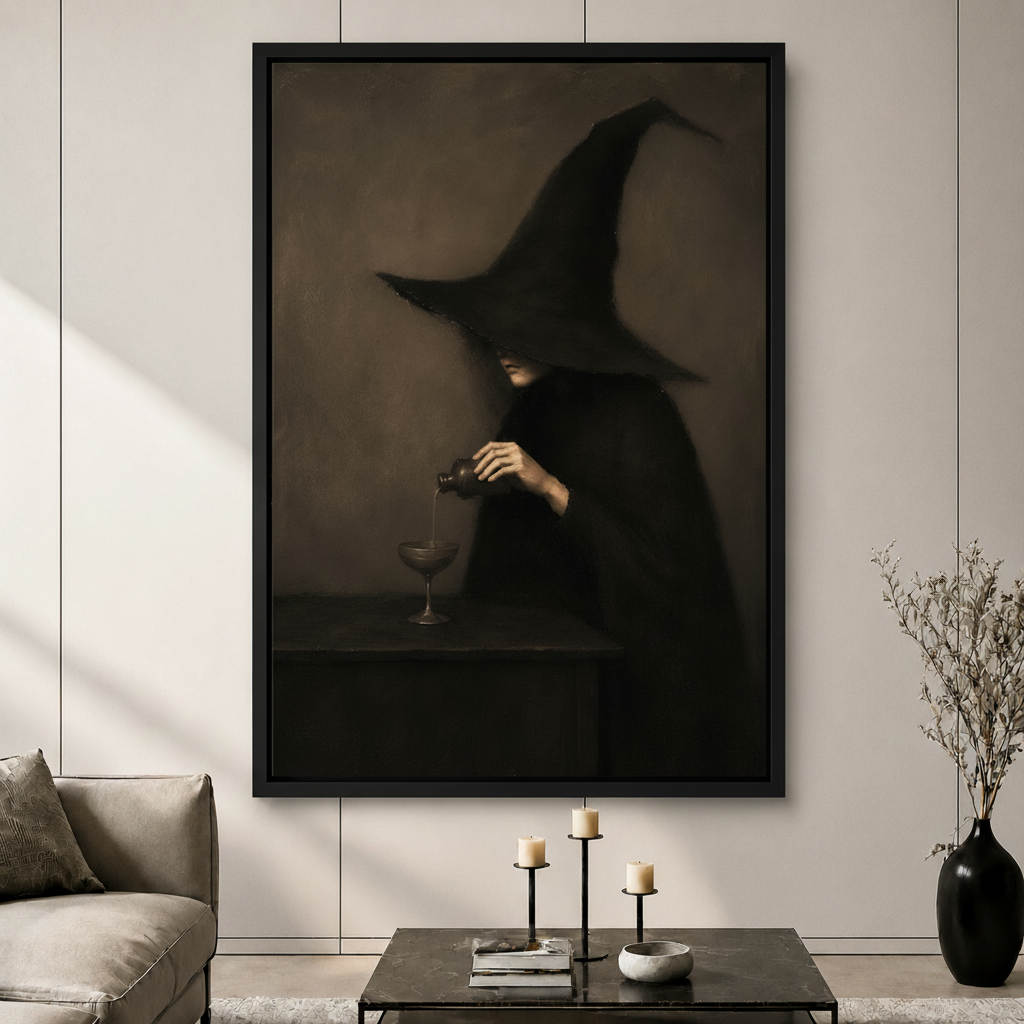 Gothic Witch Pouring Dark Canvas Wall Art