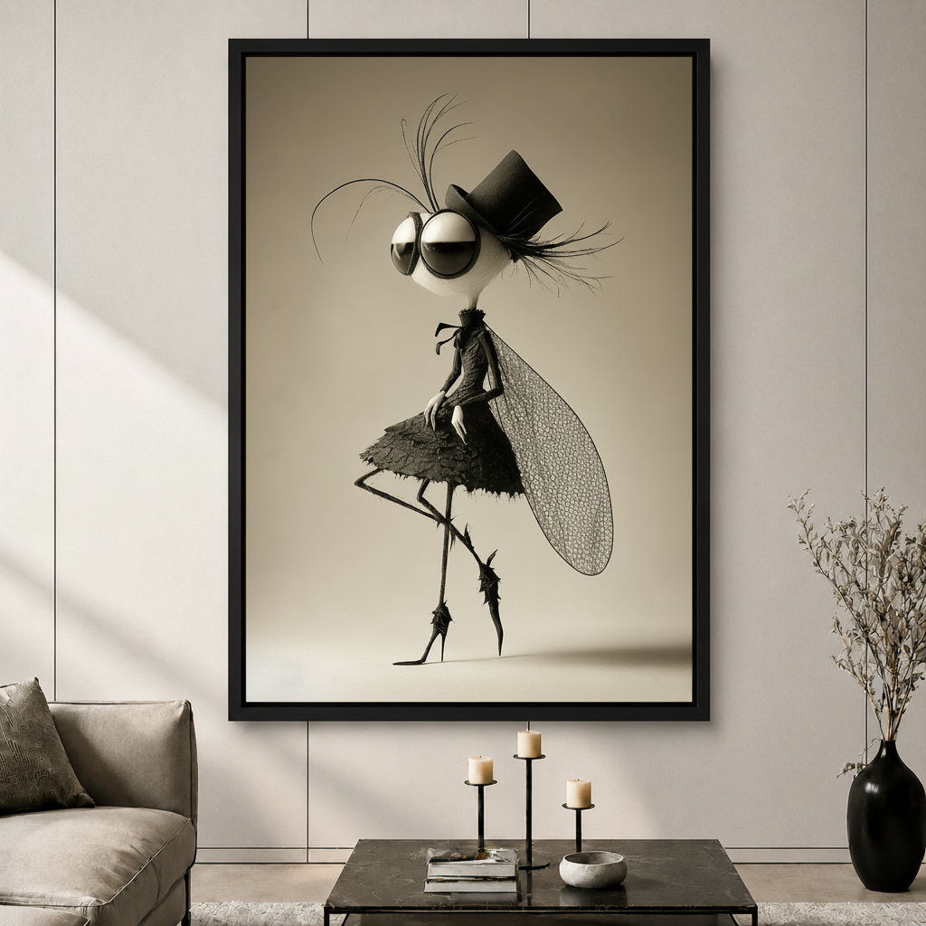 Whimsical Mosquito Fashion Canvas Wall Art
