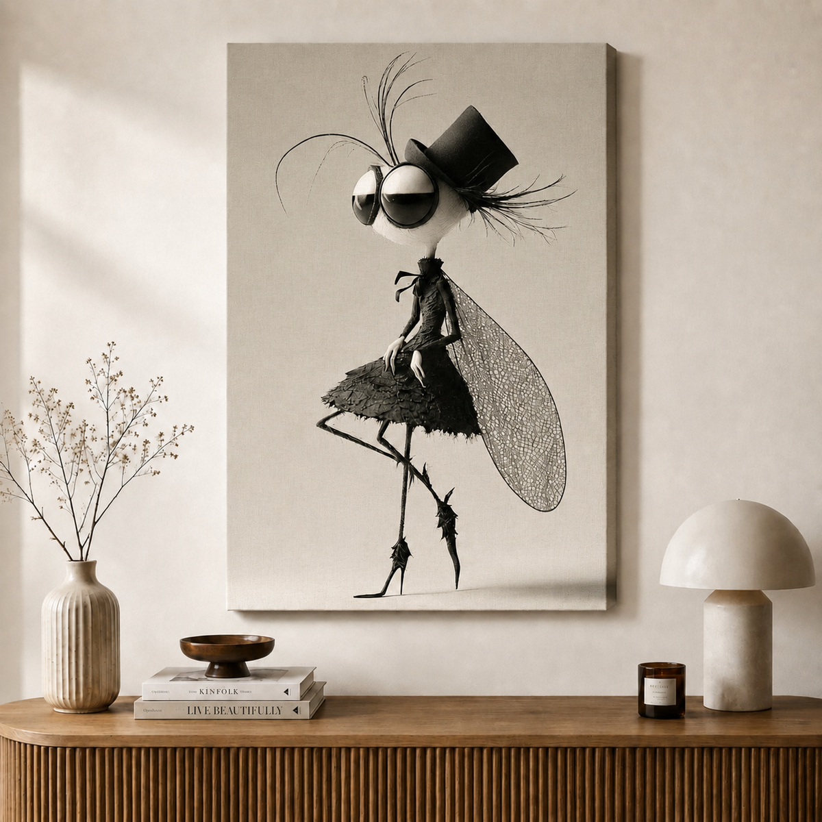 Whimsical Mosquito Fashion Canvas Wall Art