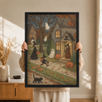 Vintage Halloween Trick-or-Treat Folk Art Canvas