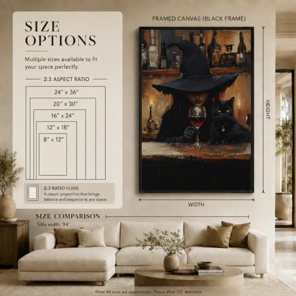 Witch & Black Cat Wine Bar Canvas Wall Art