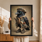 Steampunk Raven Scholar Whimsical Canvas Art