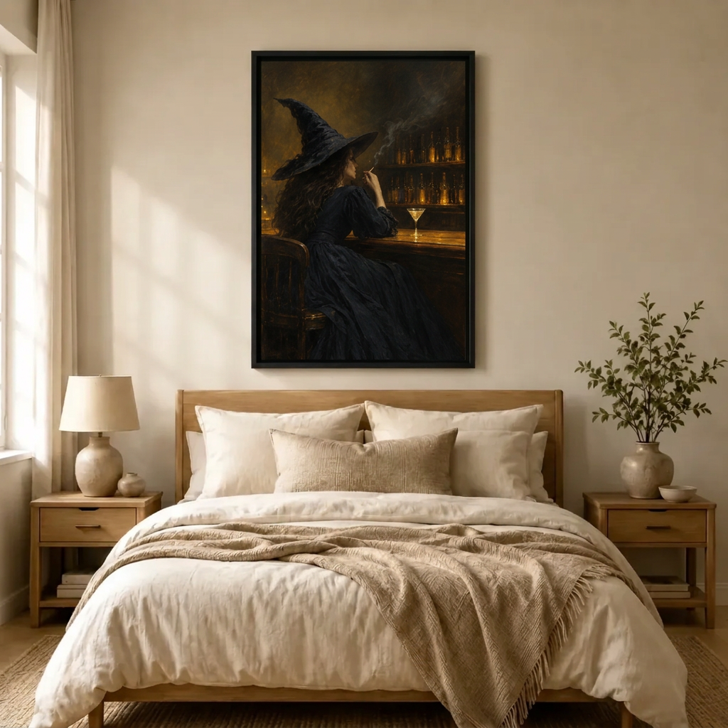 Gothic Witch Bar Scene Dark Moody Canvas Art