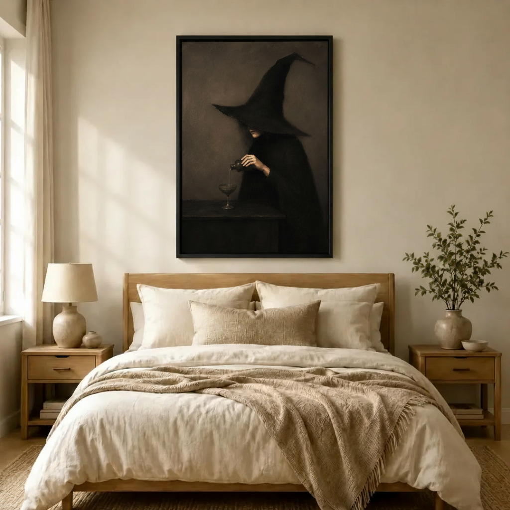 Gothic Witch Pouring Dark Canvas Wall Art
