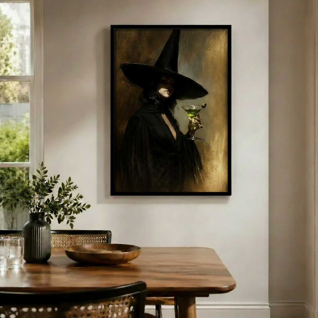 Witch with Martini Gothic Portrait Canvas Art
