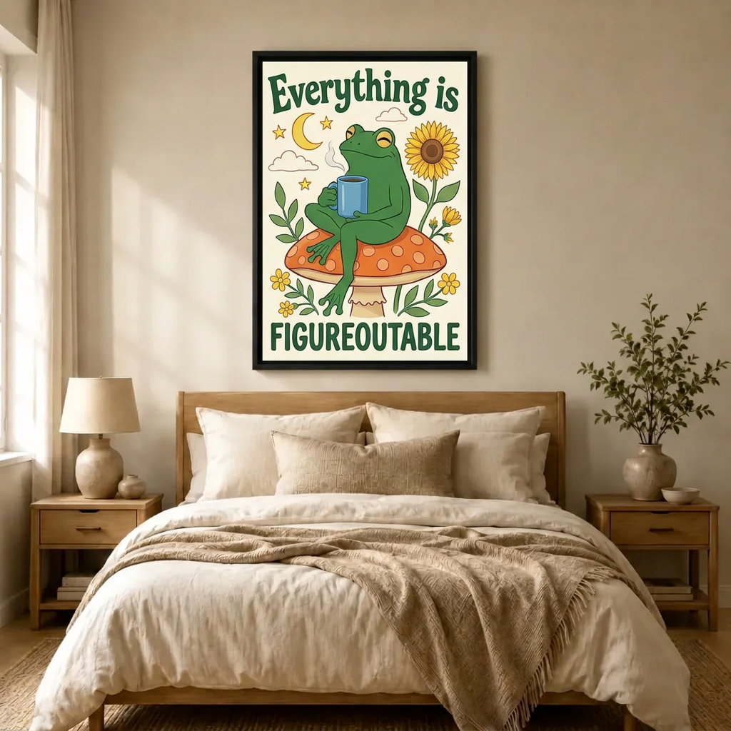 Figureoutable Frog Cottagecore Motivational Canvas Art