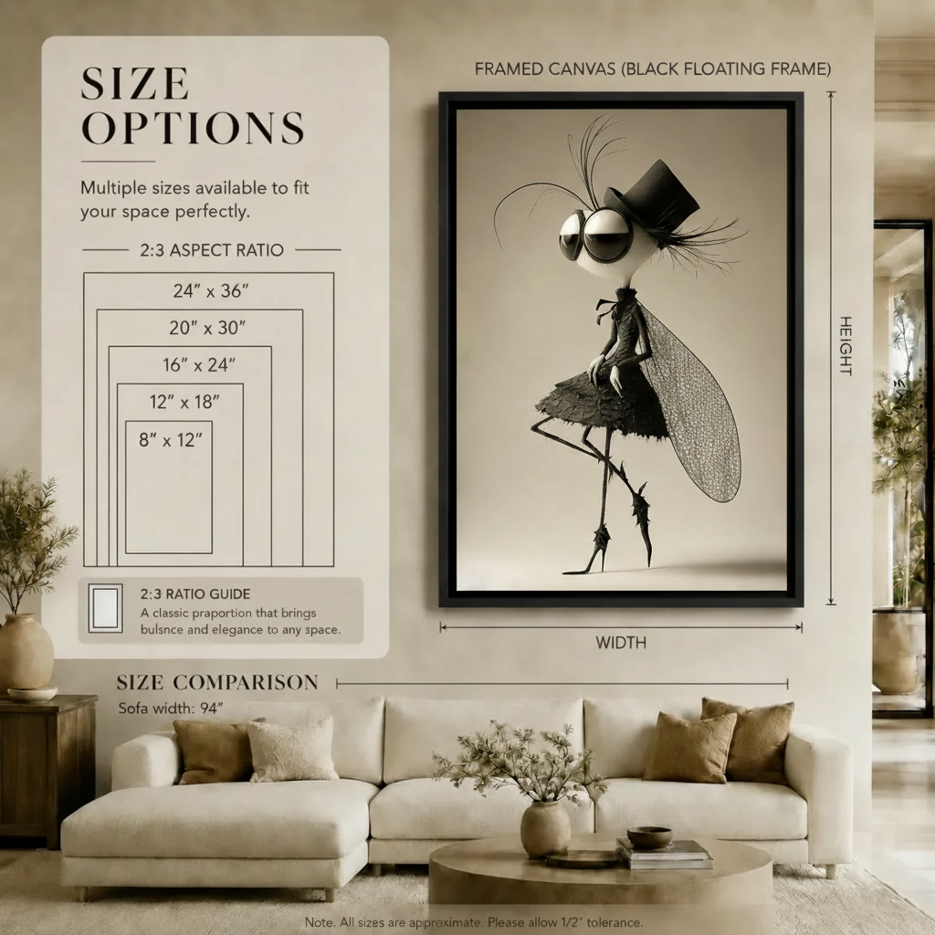 Whimsical Mosquito Fashion Canvas Wall Art