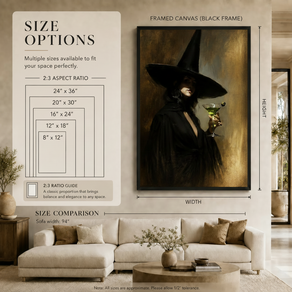 Witch with Martini Gothic Portrait Canvas Art