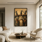 Three Witch Cats Halloween Vintage Canvas Wall Art