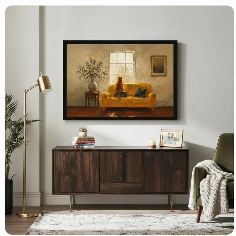 Orange Cat on Yellow Sofa Canvas Art