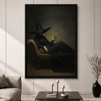 Elegant Witch Potion Portrait Dark Canvas Art