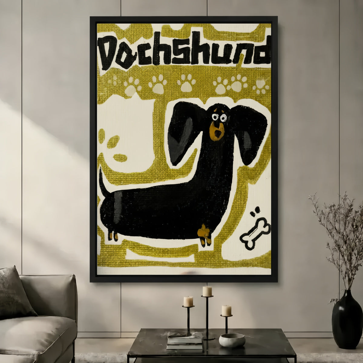 Dachshund Folk Art Canvas Wall Art