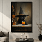 Witch Cat Dark Academia Canvas Wall Art