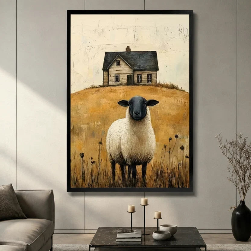Black-Faced Sheep Farmhouse Canvas Wall Art