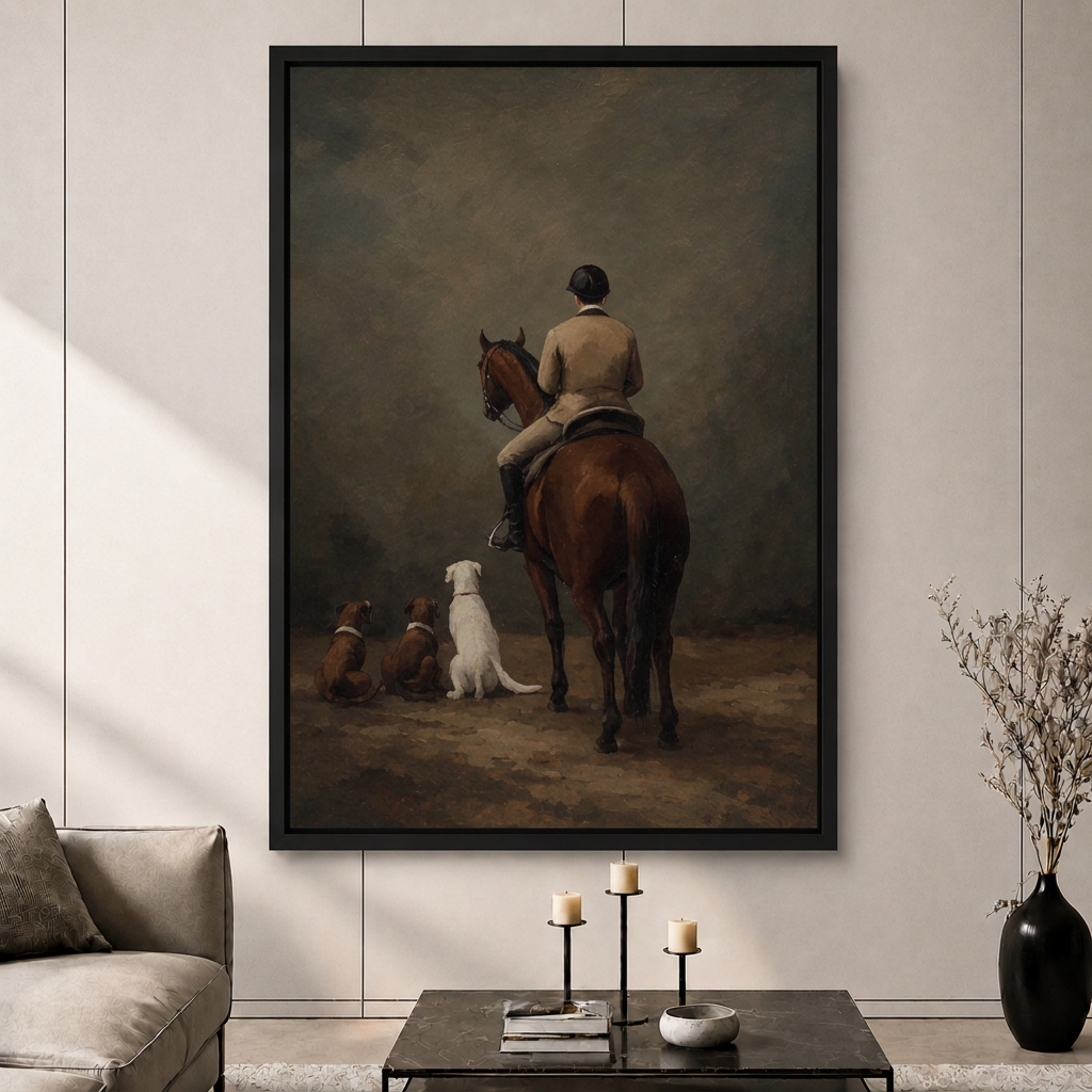 Equestrian Rider Hounds Vintage Canvas Wall Art