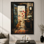 Vintage Coastal Dog Beach Cottage Canvas Art