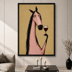 Whimsical Horse Wine Canvas Wall Art