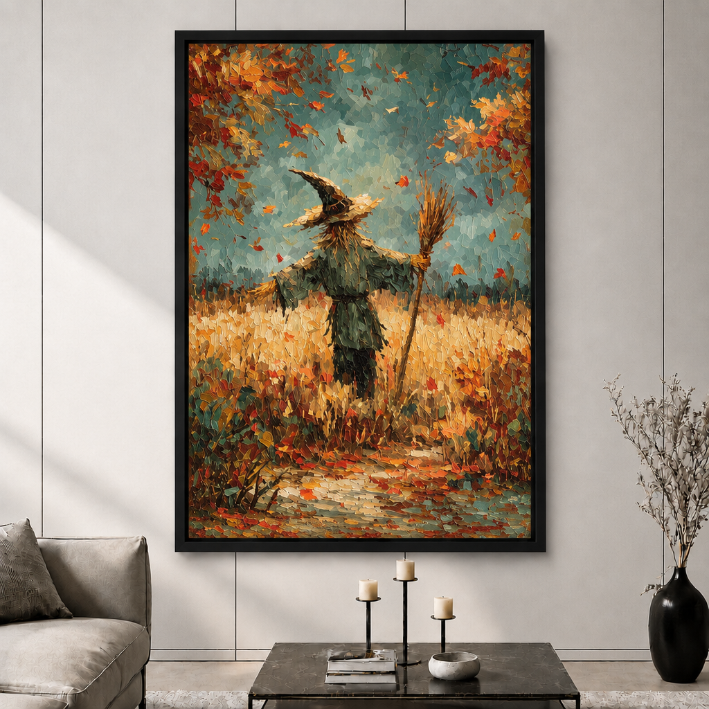 Autumn Scarecrow Field Canvas Wall Art