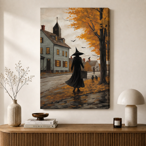Autumn Witch Village Canvas Wall Art