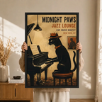 Vintage Jazz Cat Piano Retro Canvas Art