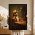 Cowboy Raccoon Whiskey Retro Canvas Wall Art