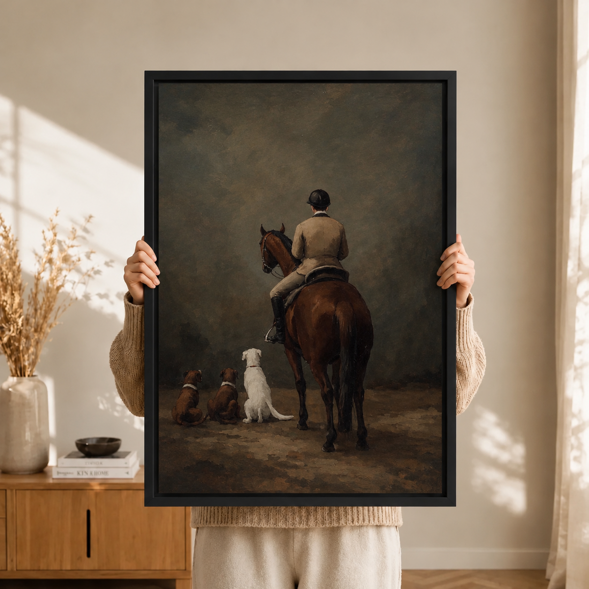 Equestrian Rider Hounds Vintage Canvas Wall Art