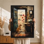Vintage Coastal Dog Beach Cottage Canvas Art