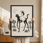 Desert Witch Black Cat Rider Canvas Art