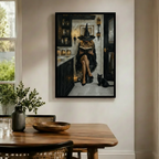 Witch Reading Black Cat Gothic Canvas Wall Art