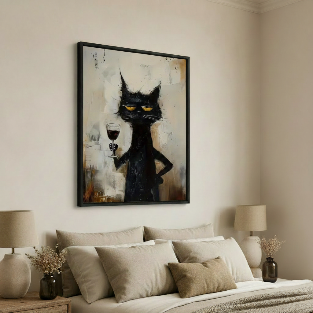 图2 黑猫红酒 内框画