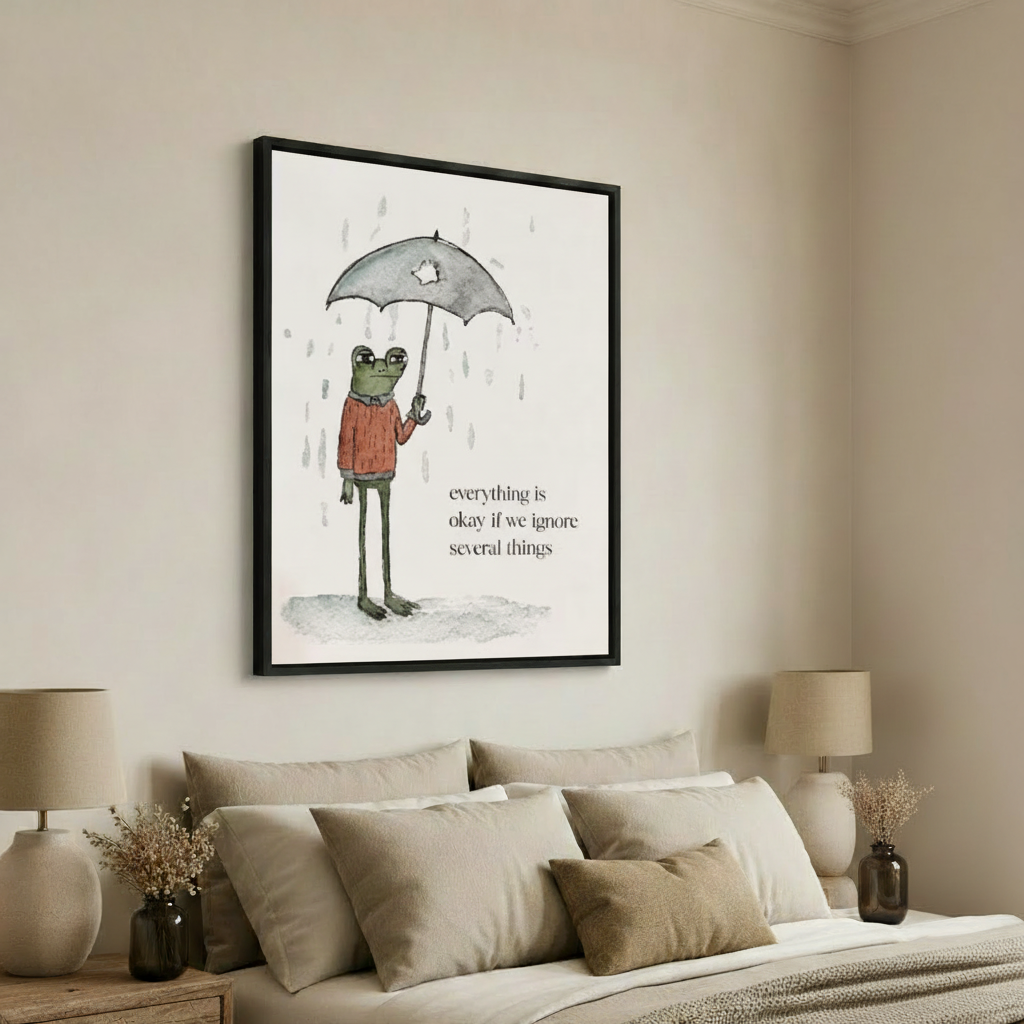 图2 雨中青蛙 内框画