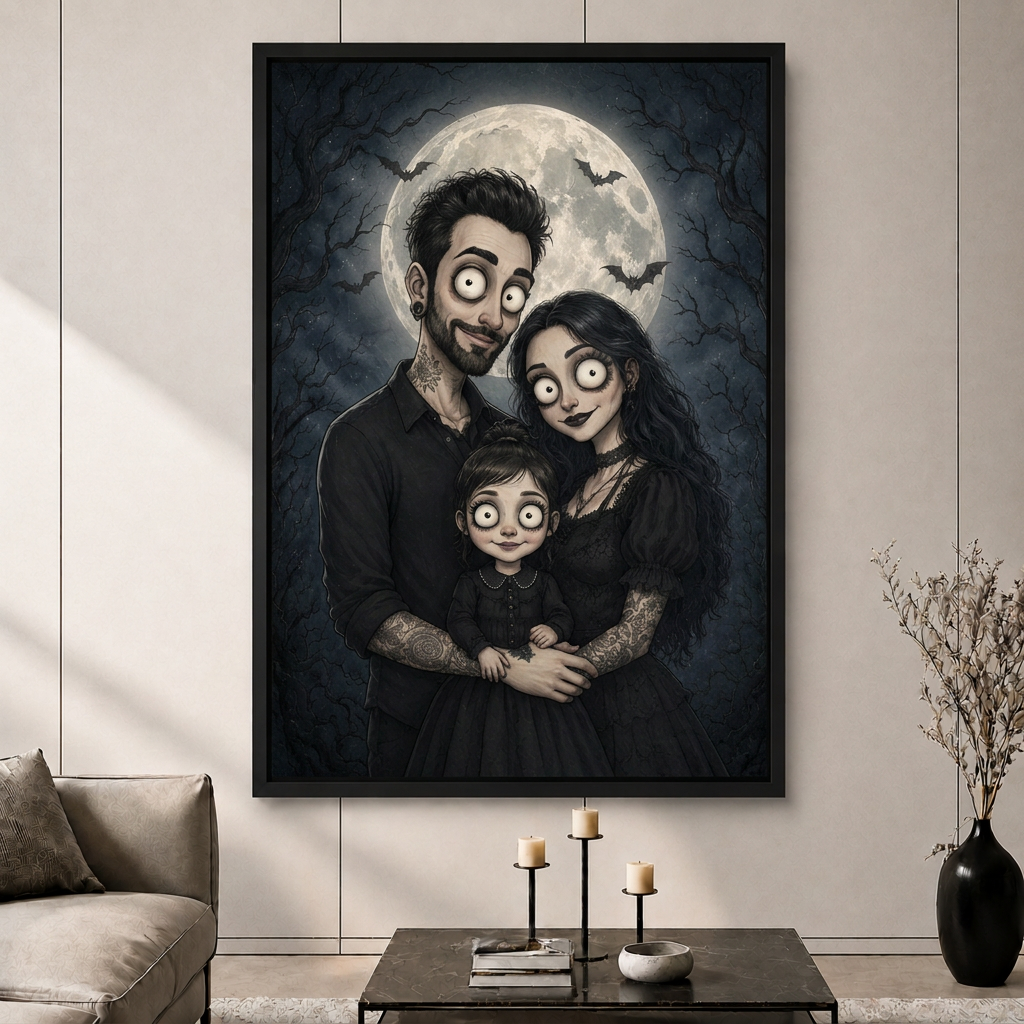 Gothic Family Portrait Halloween Moon Canvas Art