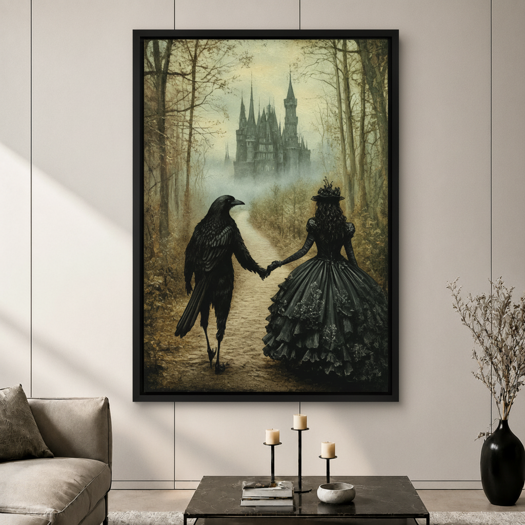 Gothic Raven Romance Dark Fantasy Canvas Art