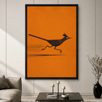 Minimalist Roadrunner Bird Orange Canvas Wall Art