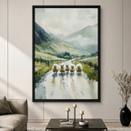Highland Sheep Watercolor Canvas Wall Art