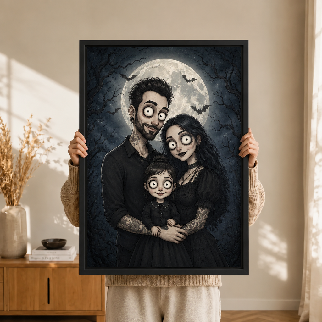 Gothic Family Portrait Halloween Moon Canvas Art