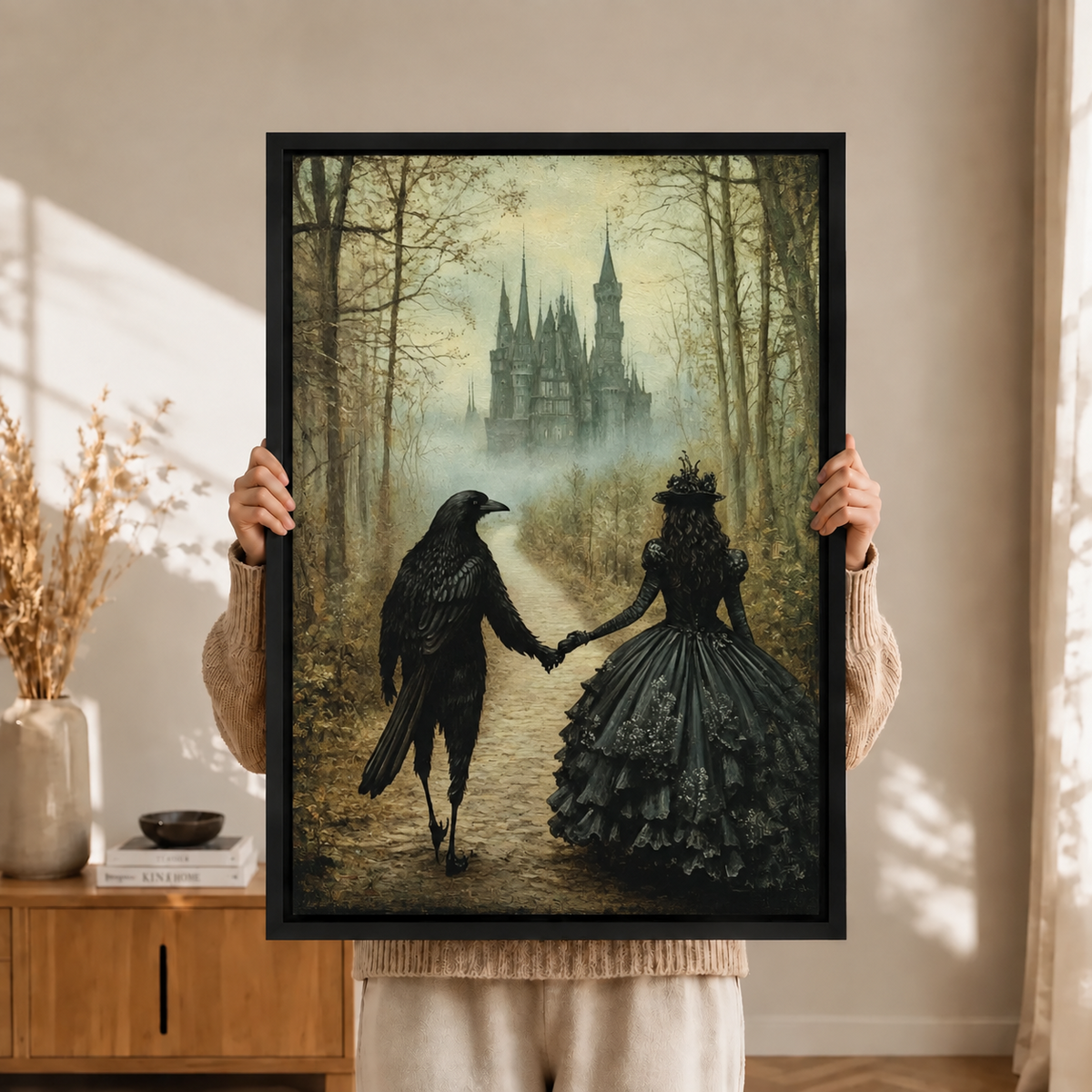 Gothic Raven Romance Dark Fantasy Canvas Art