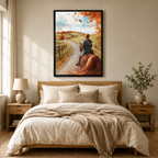 Autumn Horse Riding Watercolor Canvas Wall Art
