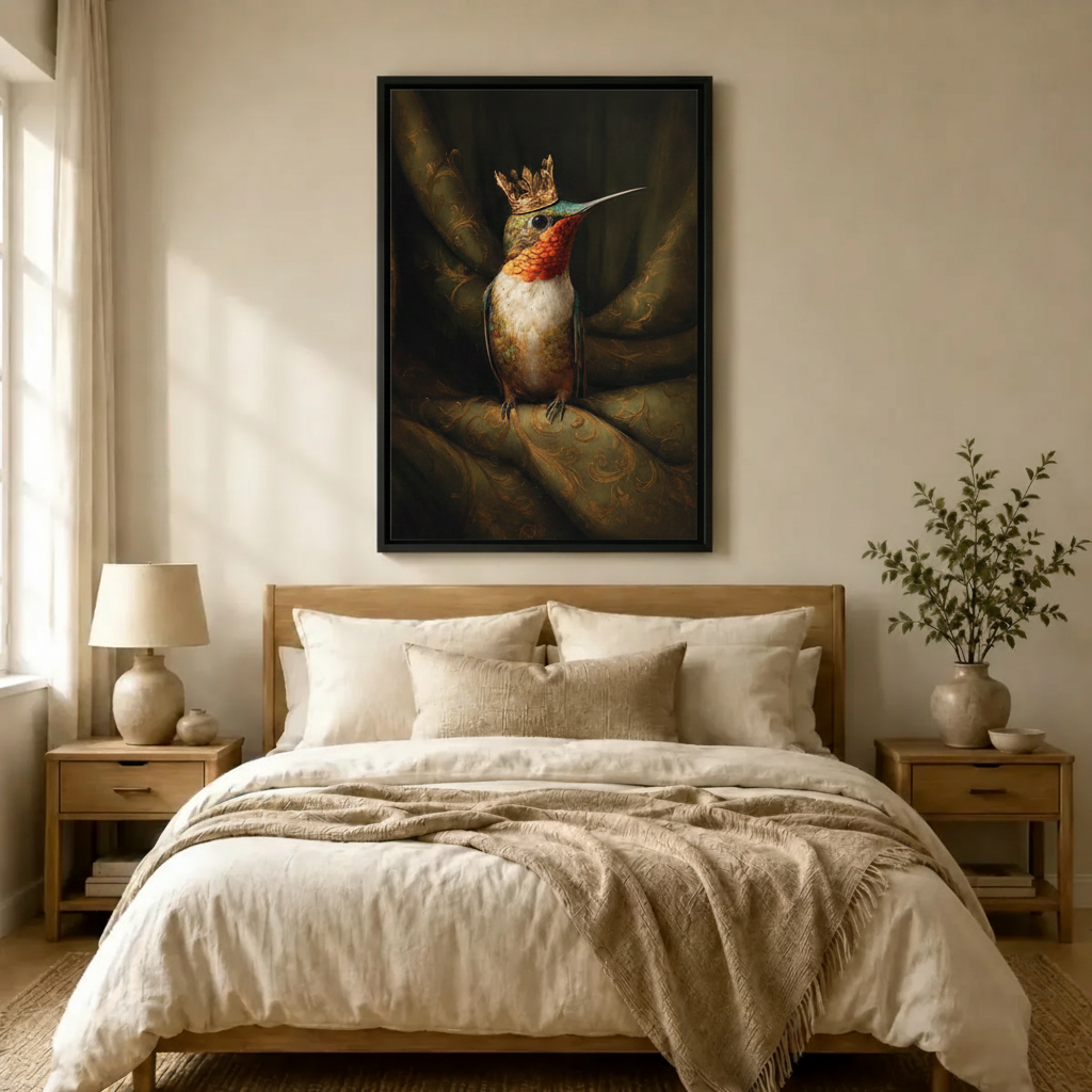 Royal Hummingbird Crown Baroque Canvas Wall Art