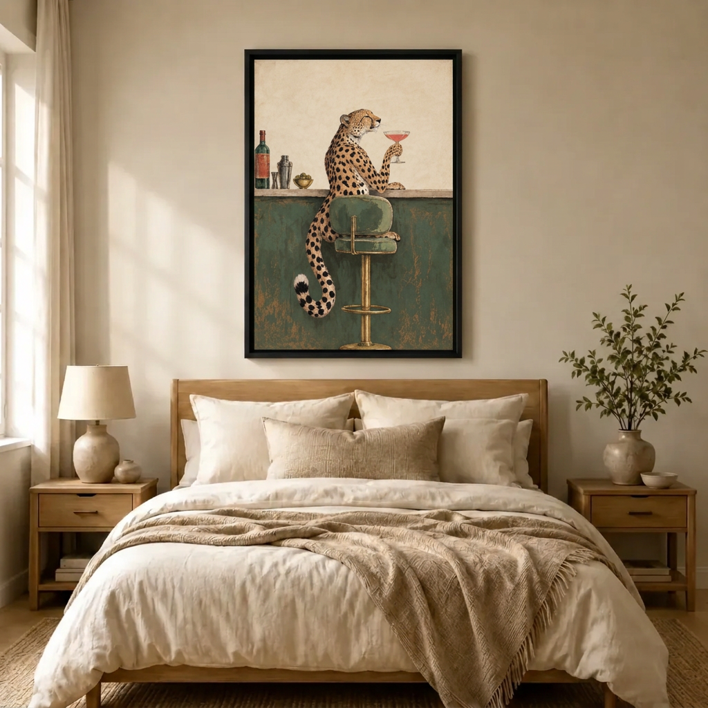 Cheetah Cocktail Bar Canvas Wall Art