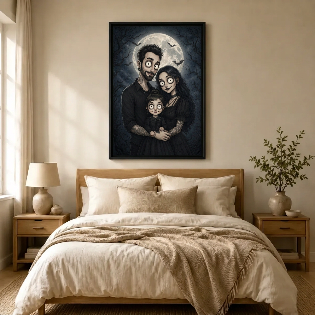 Gothic Family Portrait Halloween Moon Canvas Art