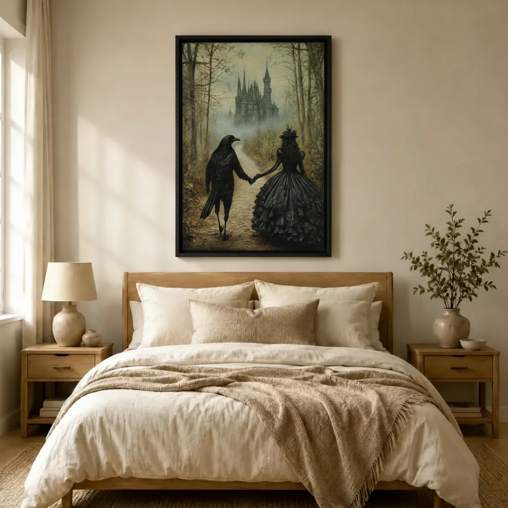 Gothic Raven Romance Dark Fantasy Canvas Art