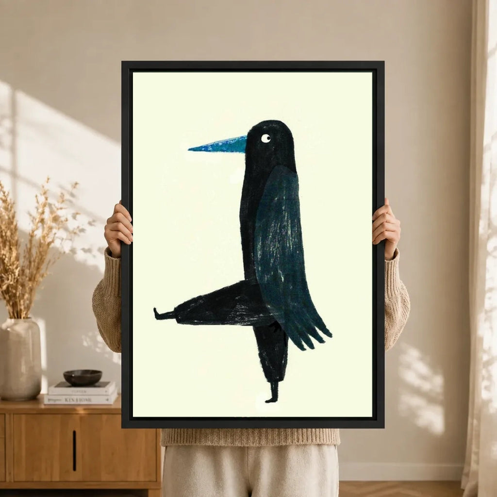 Quirky Black Bird Surreal Minimalist Canvas Art