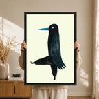 Quirky Black Bird Surreal Minimalist Canvas Art