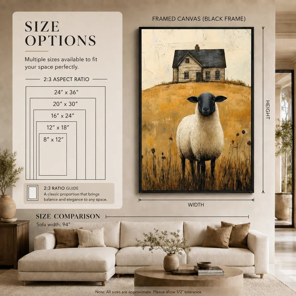 Black-Faced Sheep Farmhouse Canvas Wall Art