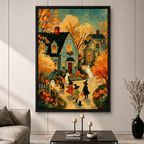 Vintage Halloween Trick or Treat Autumn Canvas Art
