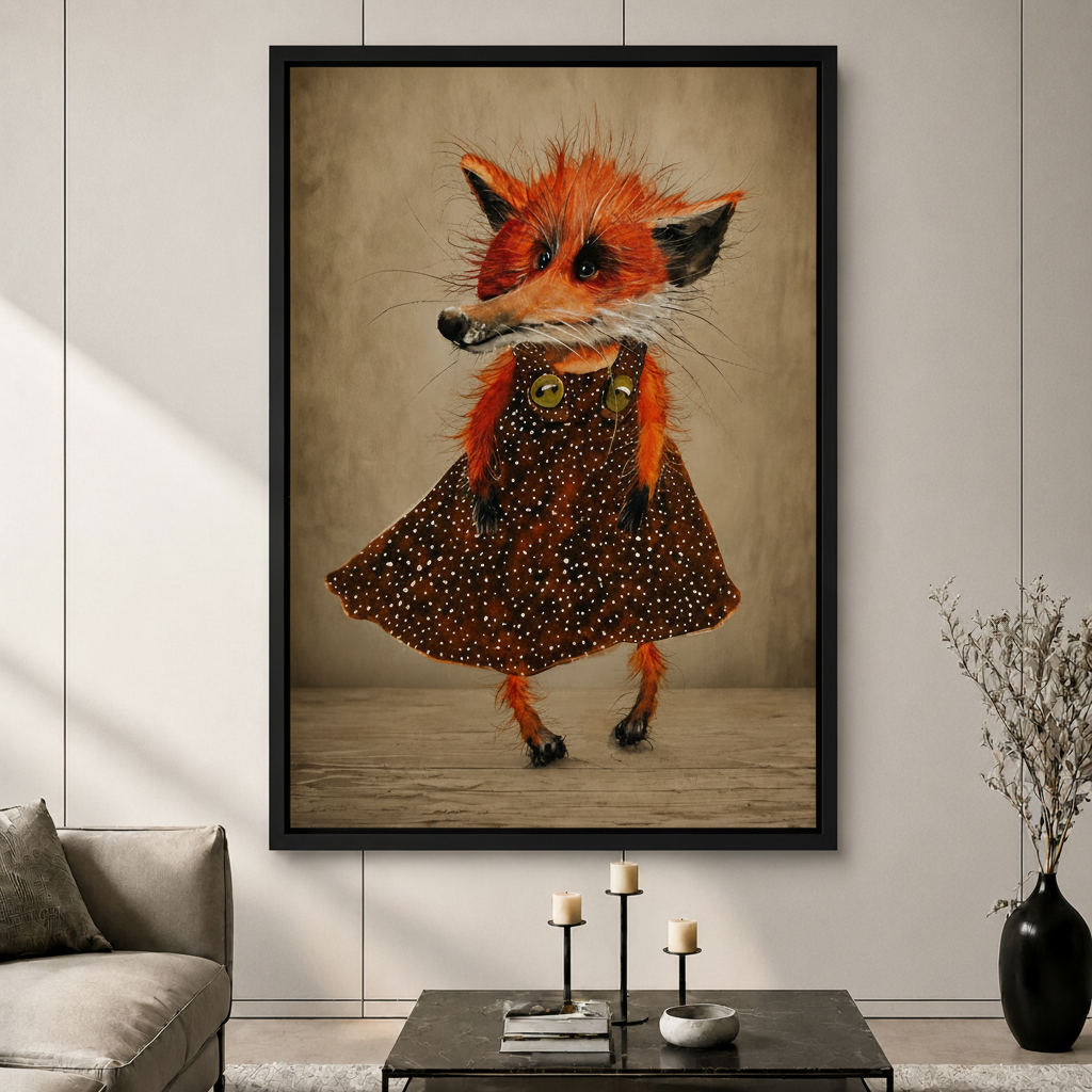 Whimsical Fox Girl Canvas Wall Art