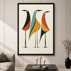 Mid-Century Modern Abstract Birds Canvas Art